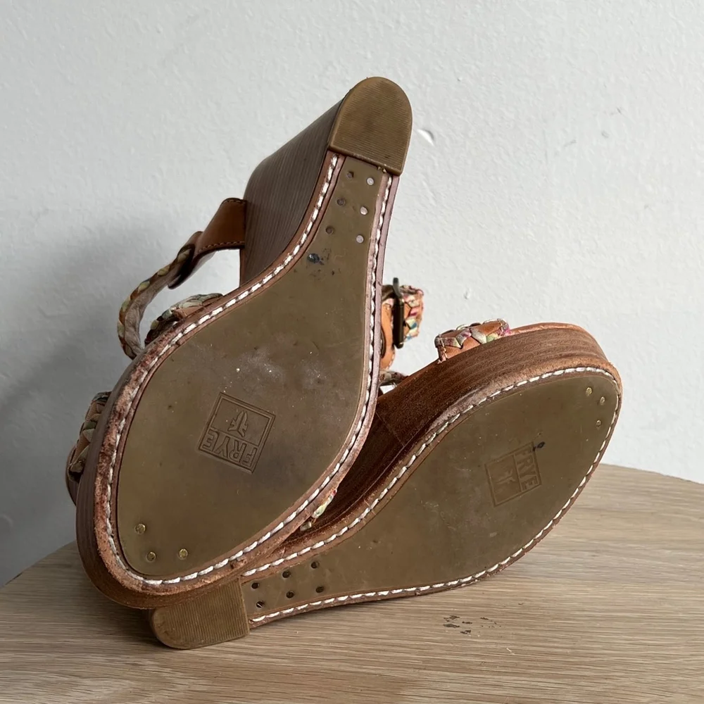 Women's Frye Wedge Sandals Brown Multi Size Unknown
